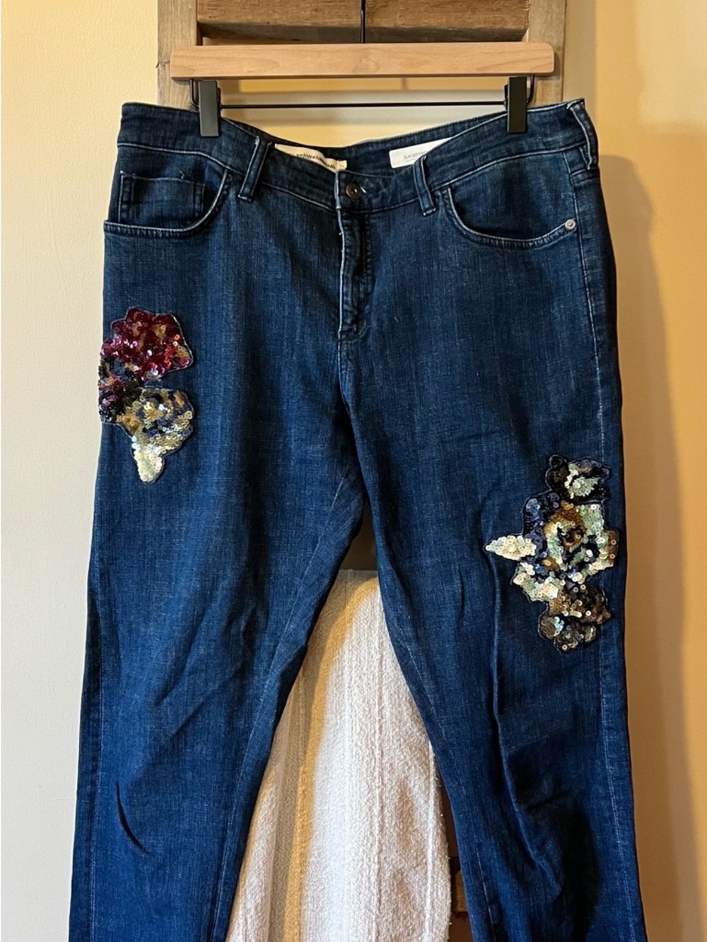 Anthropologie Pilcro and the Letterpress Slim Sequin Boyfriend Jeans Size 31 - Picture 5 of 12